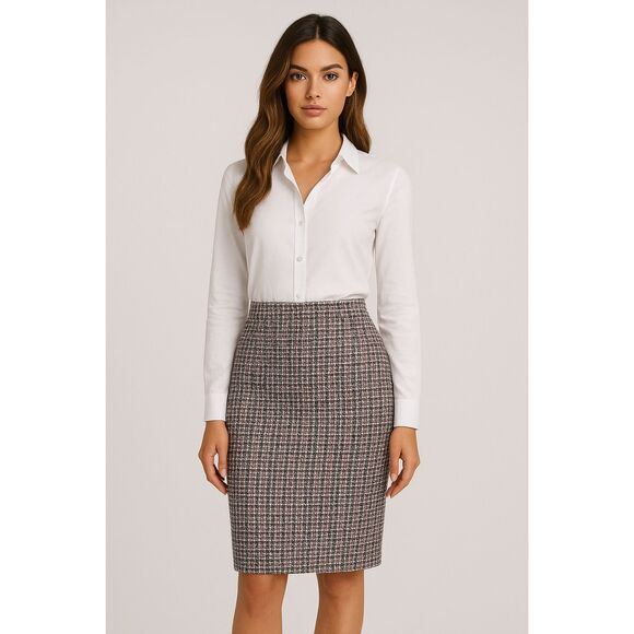 ANN TAYLOR MULTI-COLOR TWEED STRAIGHT BUSINESS CASUAL CAREER SKIRT SIZE: 0P NEW - Picture 1 of 11